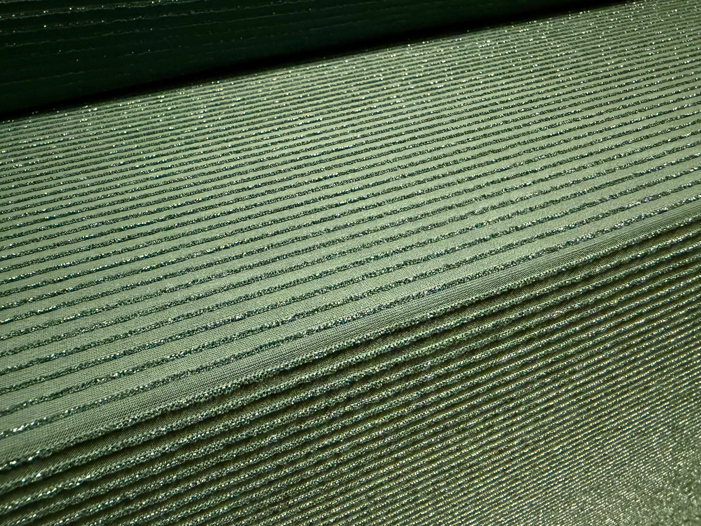 Metallic stretch jersey fabric, per metre - lurex pinstripe - seafoam green