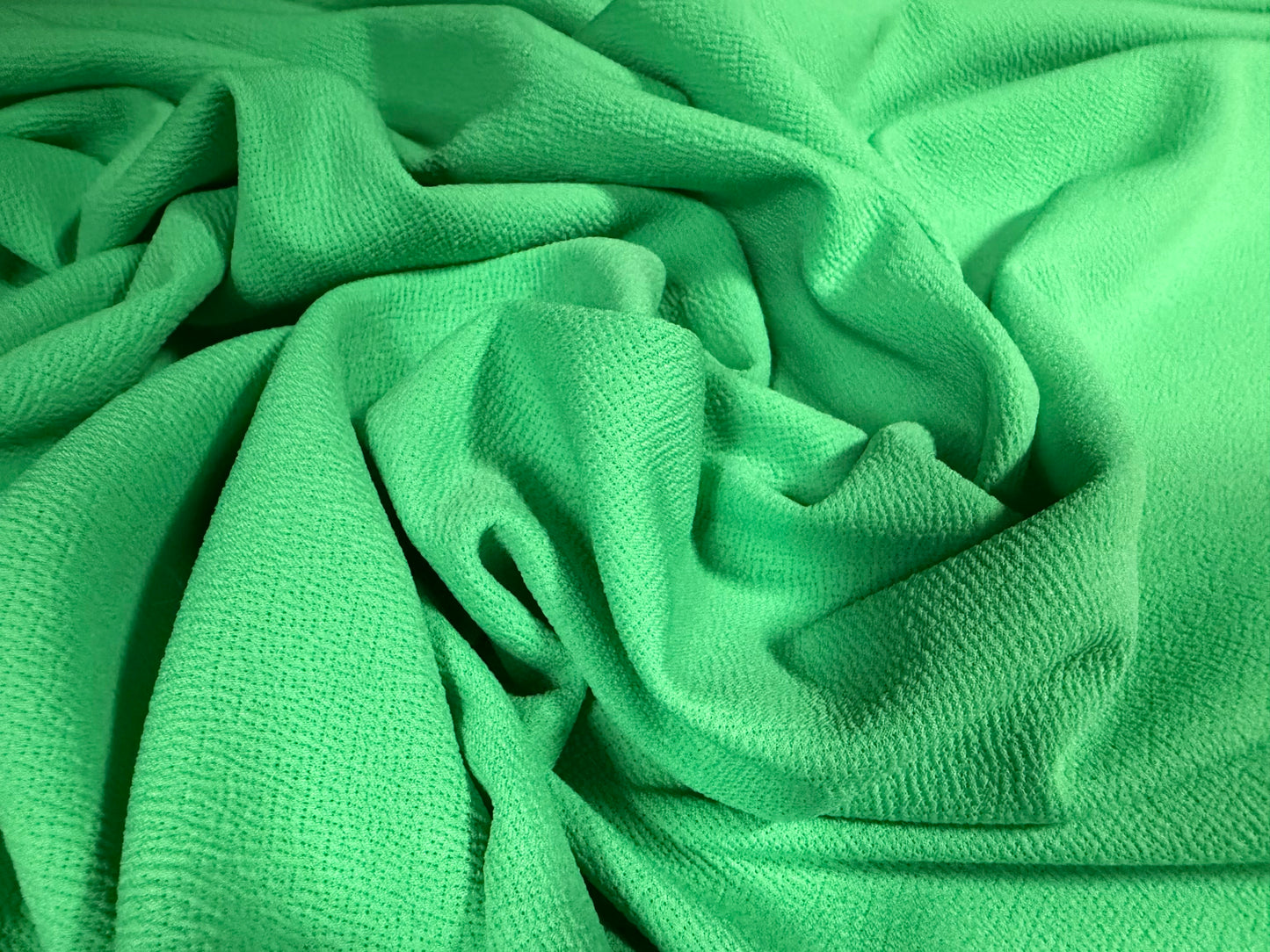 Liverpool textured scuba spandex jersey fabric, per metre - plain -spring green