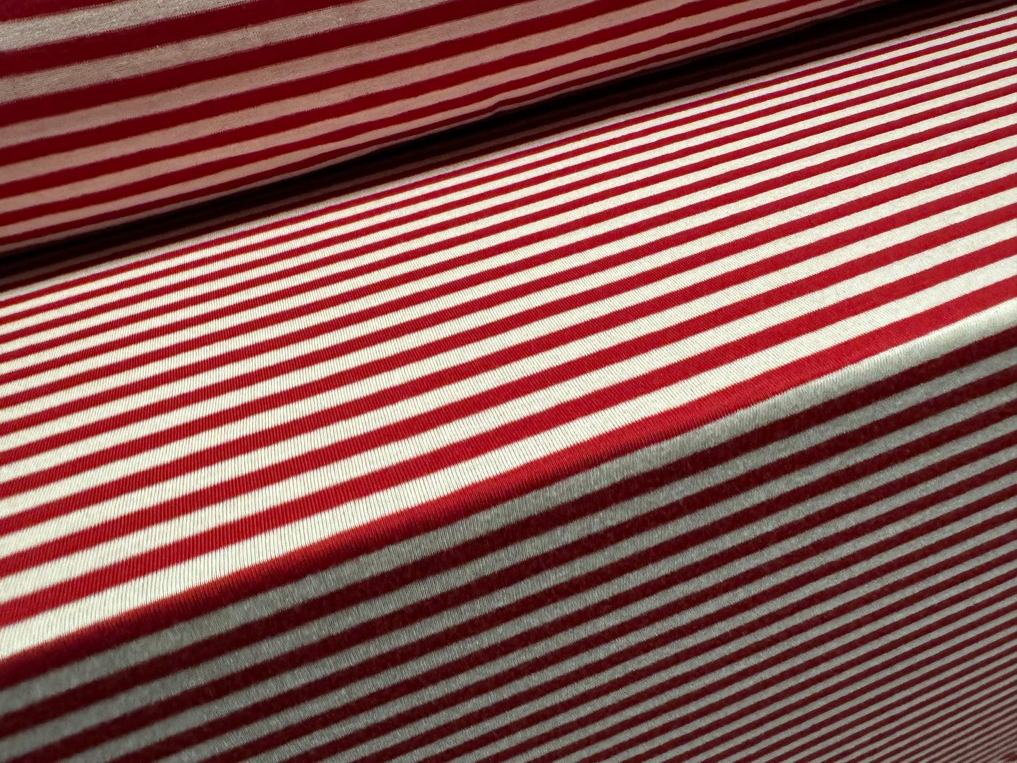 Stretch viscose blend single jersey fabric, per metre - stripe - red & white