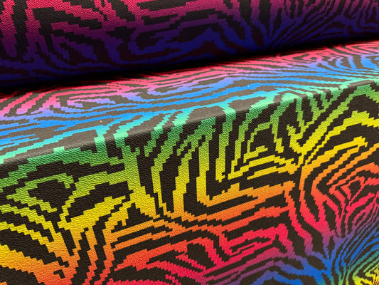 ‘Liverpool’ textured scuba stretch spandex jersey fabric, per metre - rainbow animal print -  multicolour