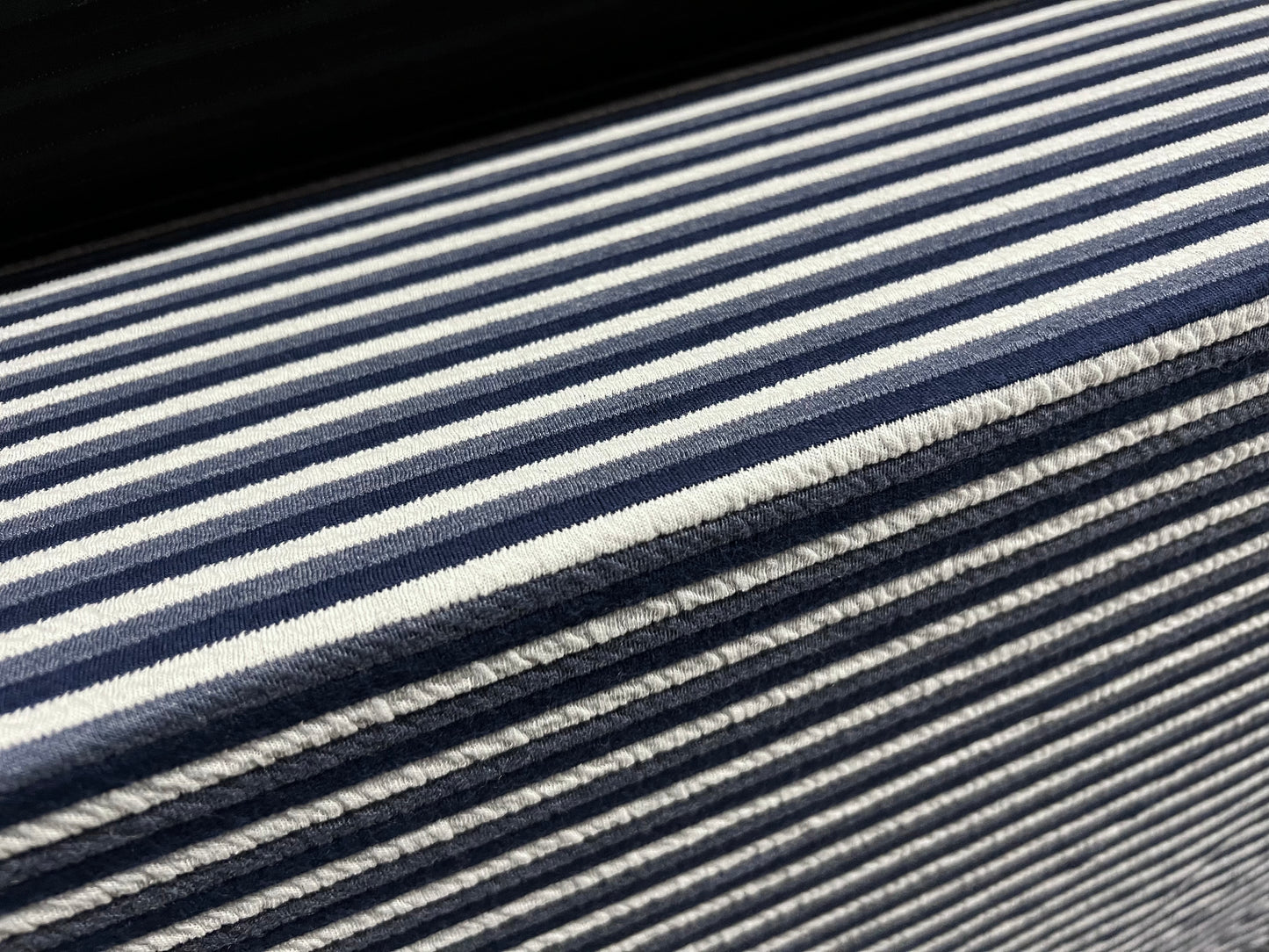 Stretch double jersey knitwear fabric, per metre - stripe - navy blue & white