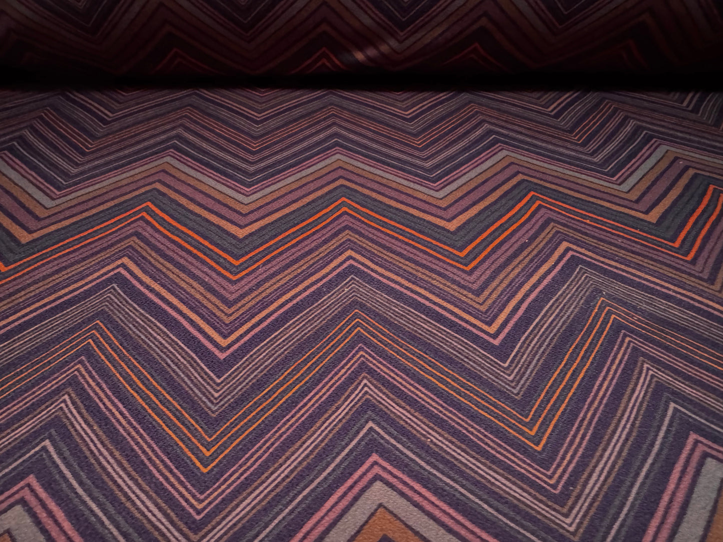 Stretch Spandex crepe jersey fabric, per metre - chevron print - purple