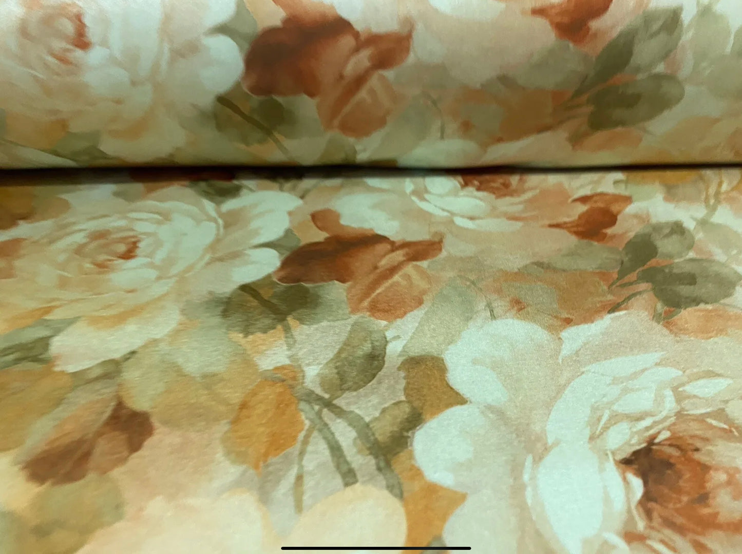 Soft touch stretch spandex single jersey fabric, per metre - roses flower print - mint & orange