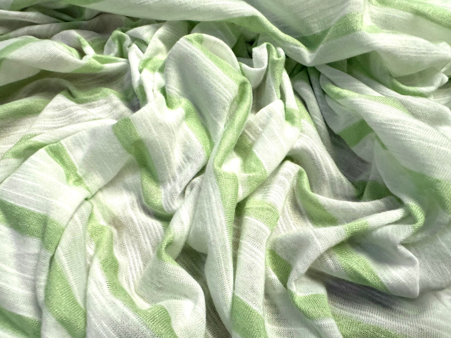 Lightweight slubbed single jersey fabric, per metre - stripe - mint & white