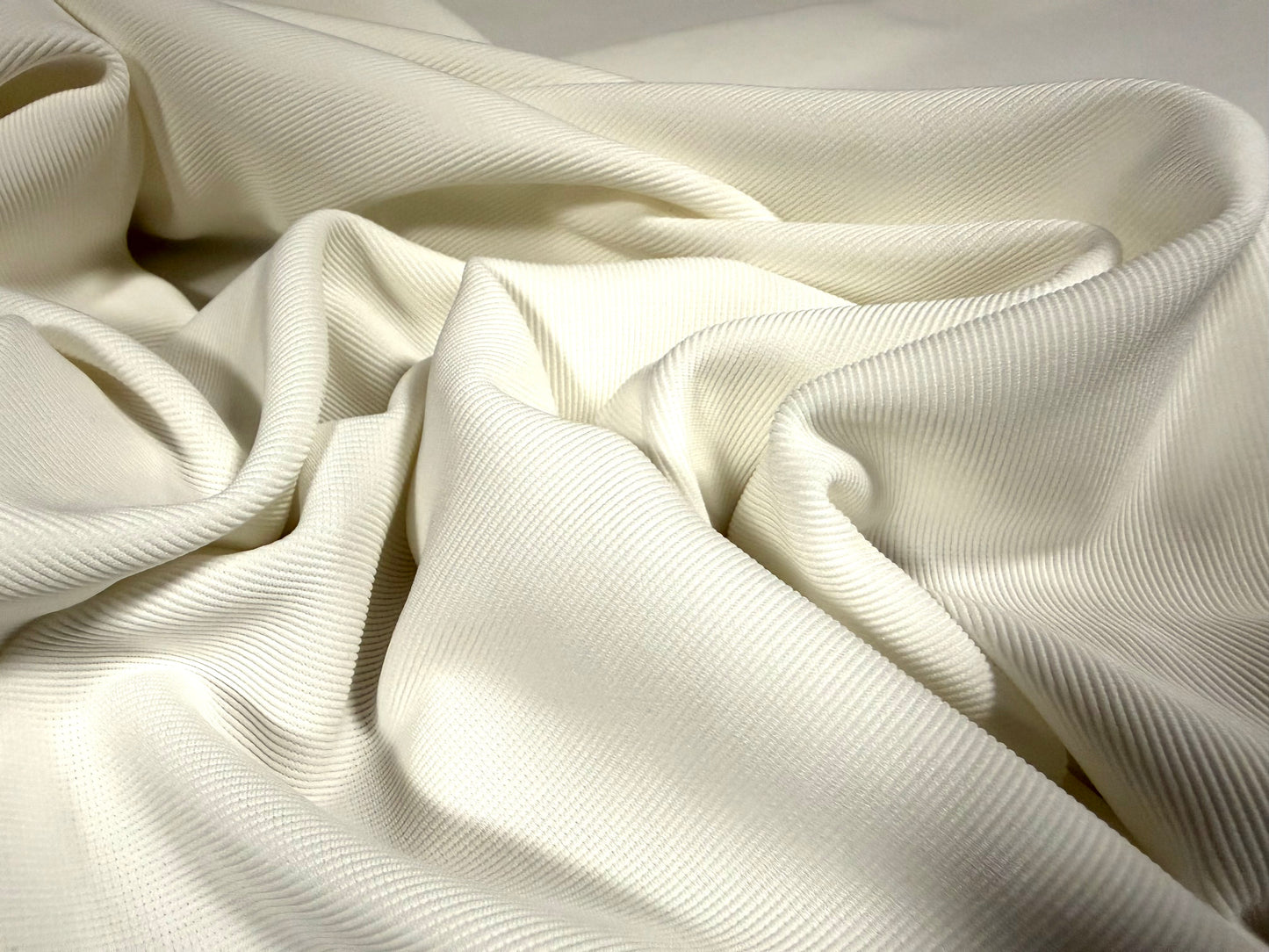 Fine ottoman rib stretch double jersey fabric , per metre - plain - ivory