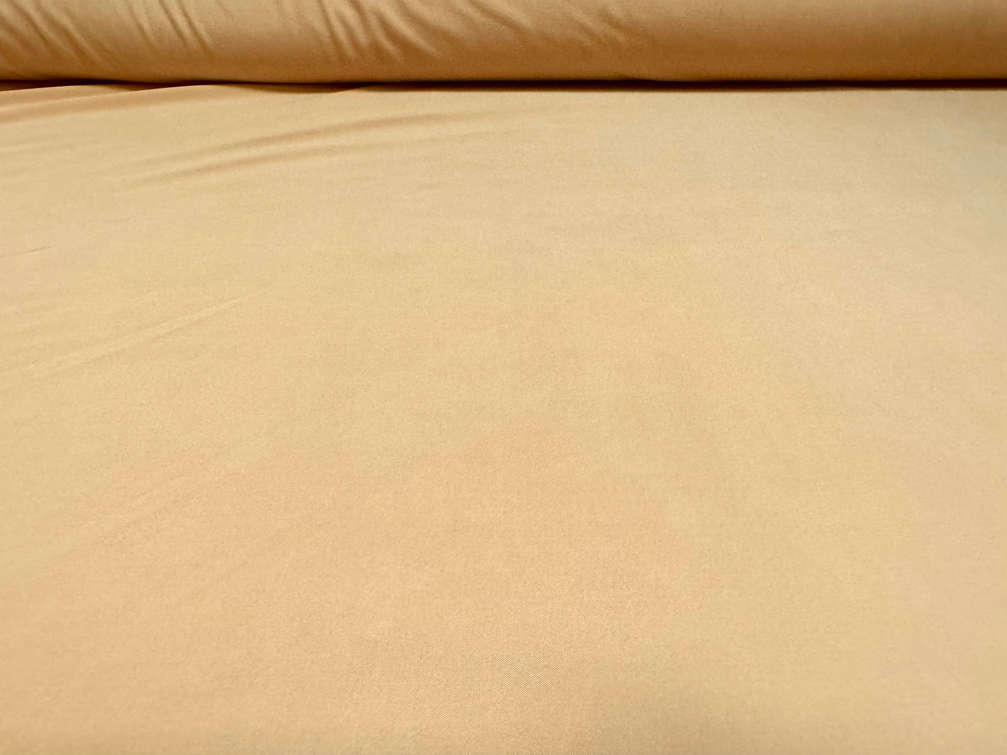 Soft touch spandex stretch jersey dress fabric, per metre - plain - golden caramel