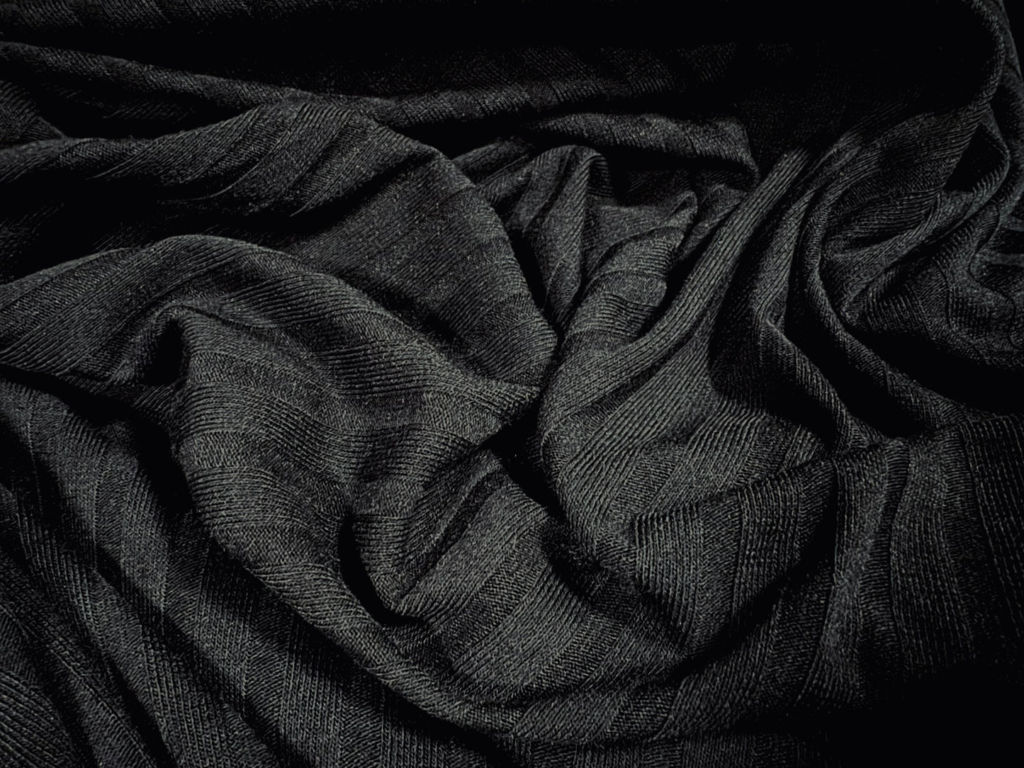 Heavyweight rib jersey fabric, per metre - plain - black