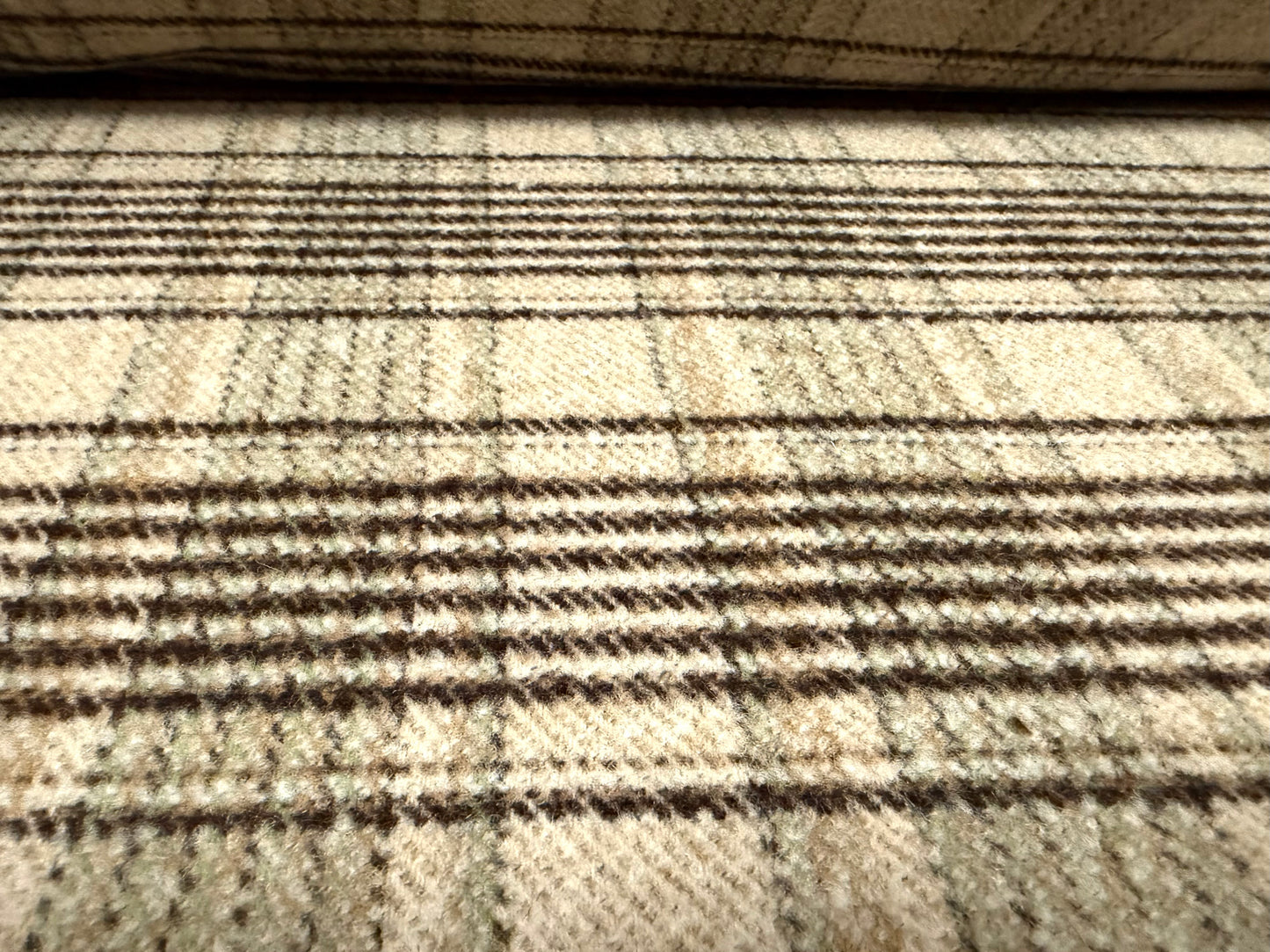 Heavyweight wool flannel brushed coat jacket fabric, per metre - plaid - beige sage & brown
