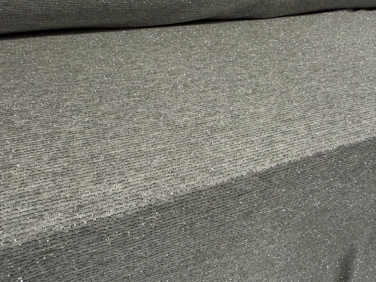 Metallic single jersey fashion fabric, per metre - lurex shimmer - grey & silver