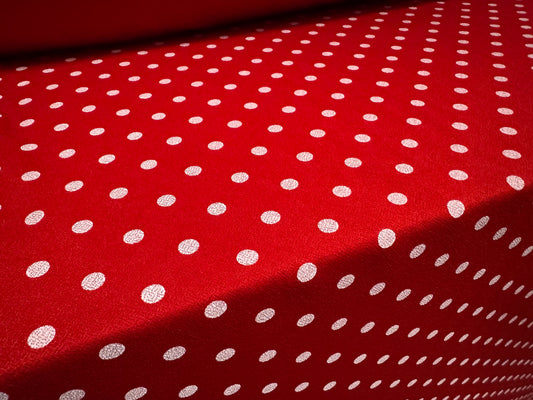 Valentino crepe stretch spandex jersey fabric - per metre - polka dot print - red & white