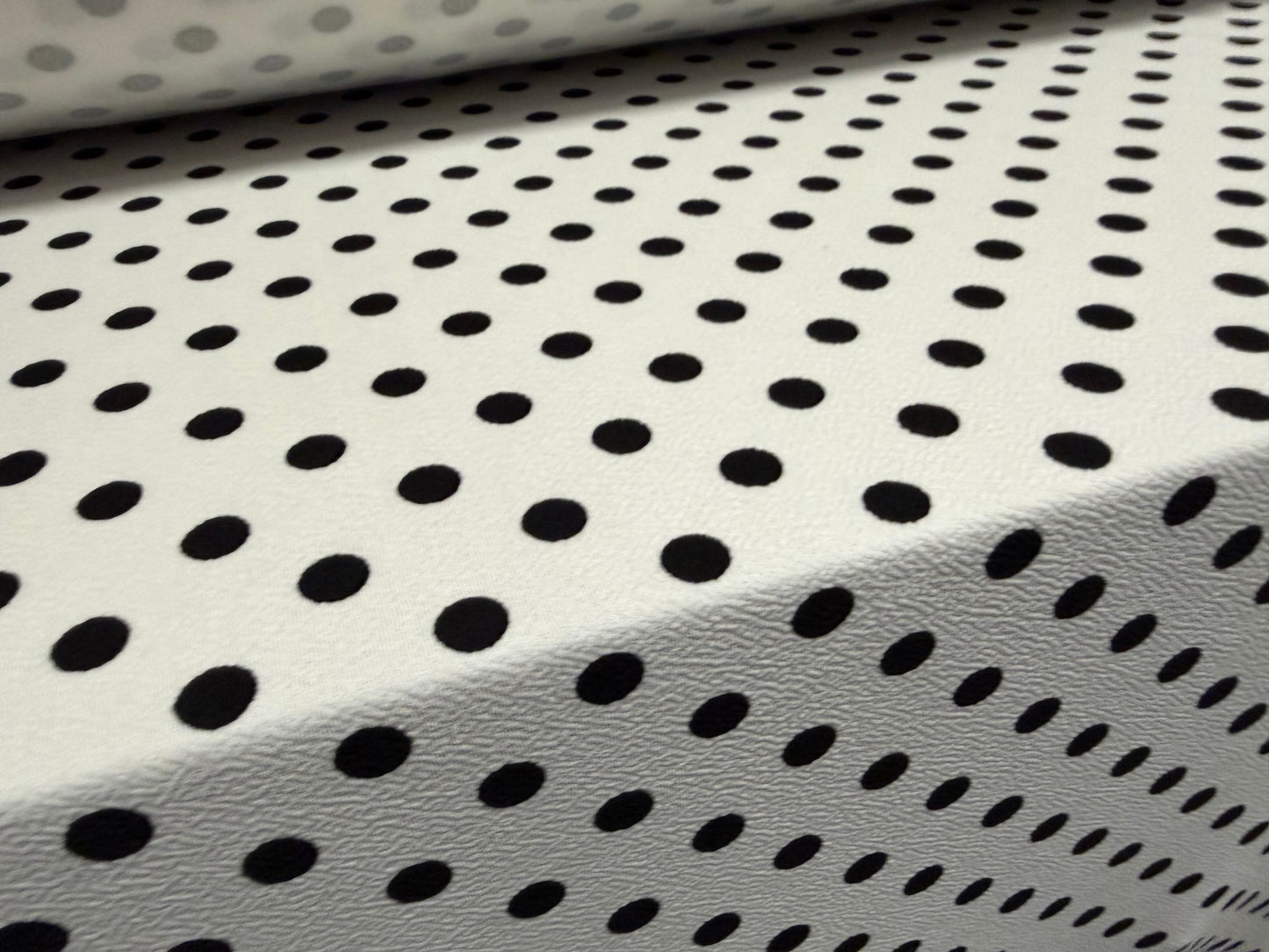 Liverpool scuba stretch spandex double jersey fabric, per metre - polka dot print - white & black