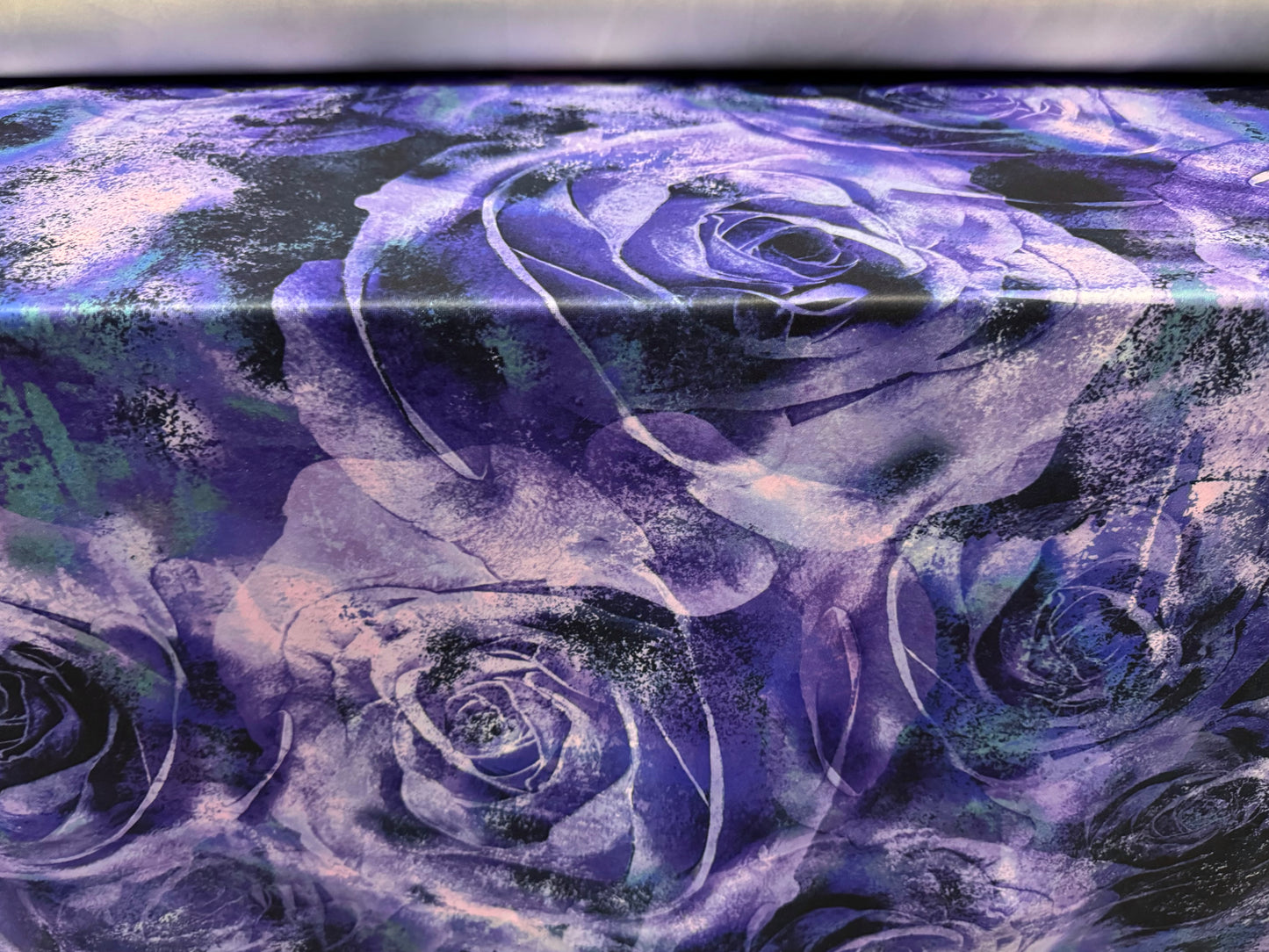 Scuba stretch spandex double jersey dress fabric, per metre - giant rose print - purple