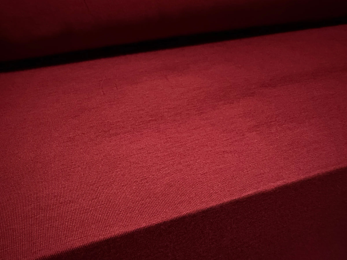 Viscose spandex stretch single jersey fabric, per metre - plain - garnet red