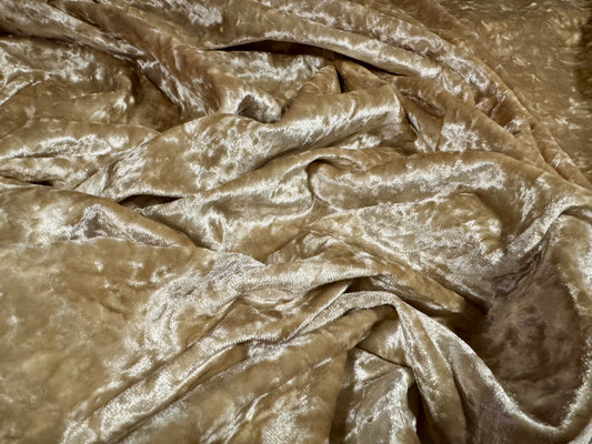 Spandex velvet stretch dress fabric, per metre - marbled - champagne
