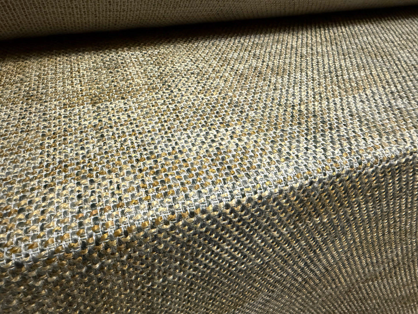 Heavyweight wool bouclé fabric, per metre - basketweave melange - sage & mustard