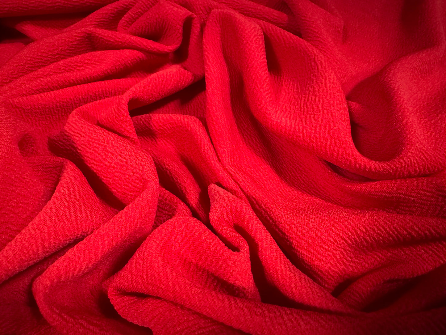 Waterfall textured scuba stretch spandex jersey, per metre - plain - bright red