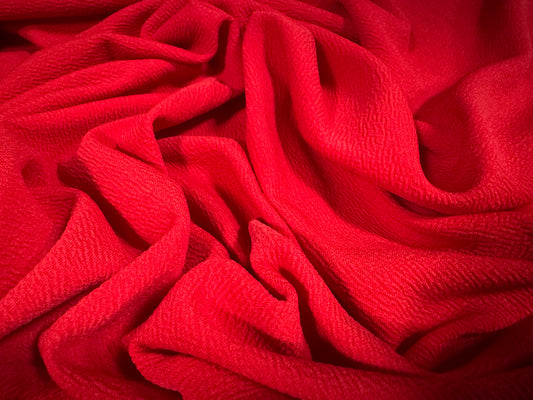 Waterfall textured scuba stretch spandex jersey, per metre - plain - bright red