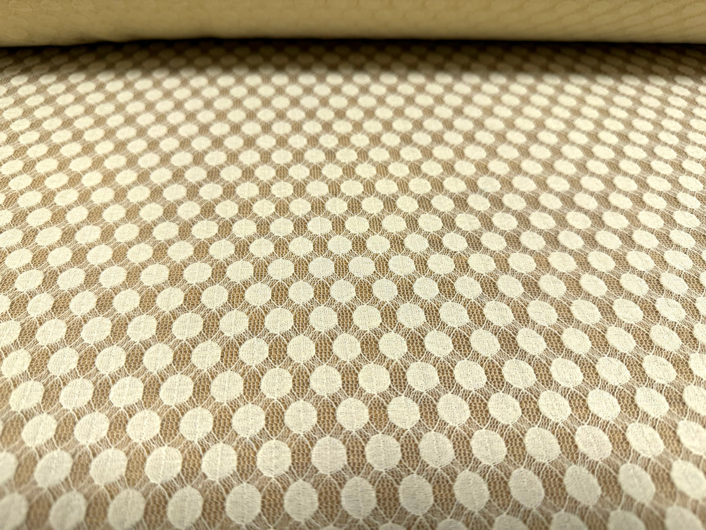 Stretch spandex mesh fabric, per metre - dobby jacquard - cream