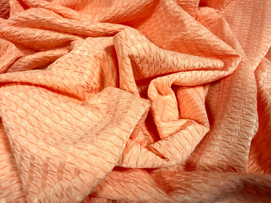 Stretch spandex jersey fabric, per metre - jacquard - peach