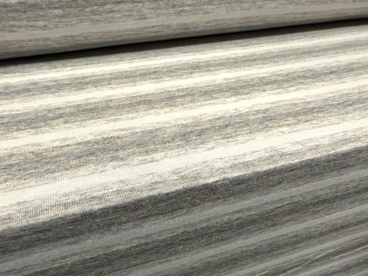 Viscose spandex stretch single jersey fabric, per metre - stripes - light grey