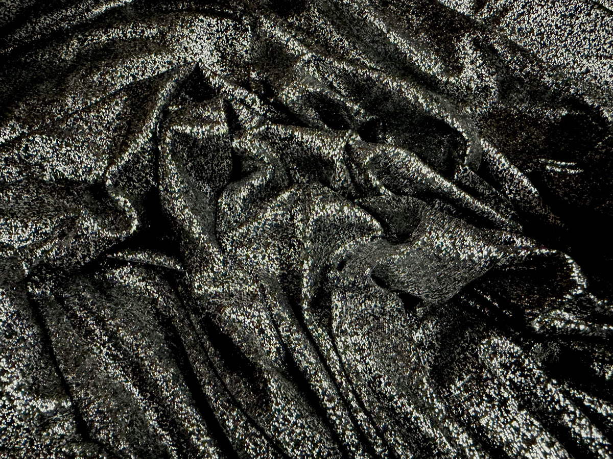 Viscose single jersey fashion fabric, per metre - metallic shimmer - silver on grey marl