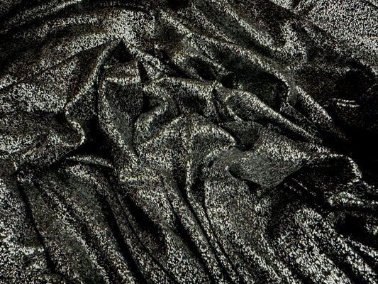 Viscose single jersey fashion fabric, per metre - metallic shimmer - silver on grey marl