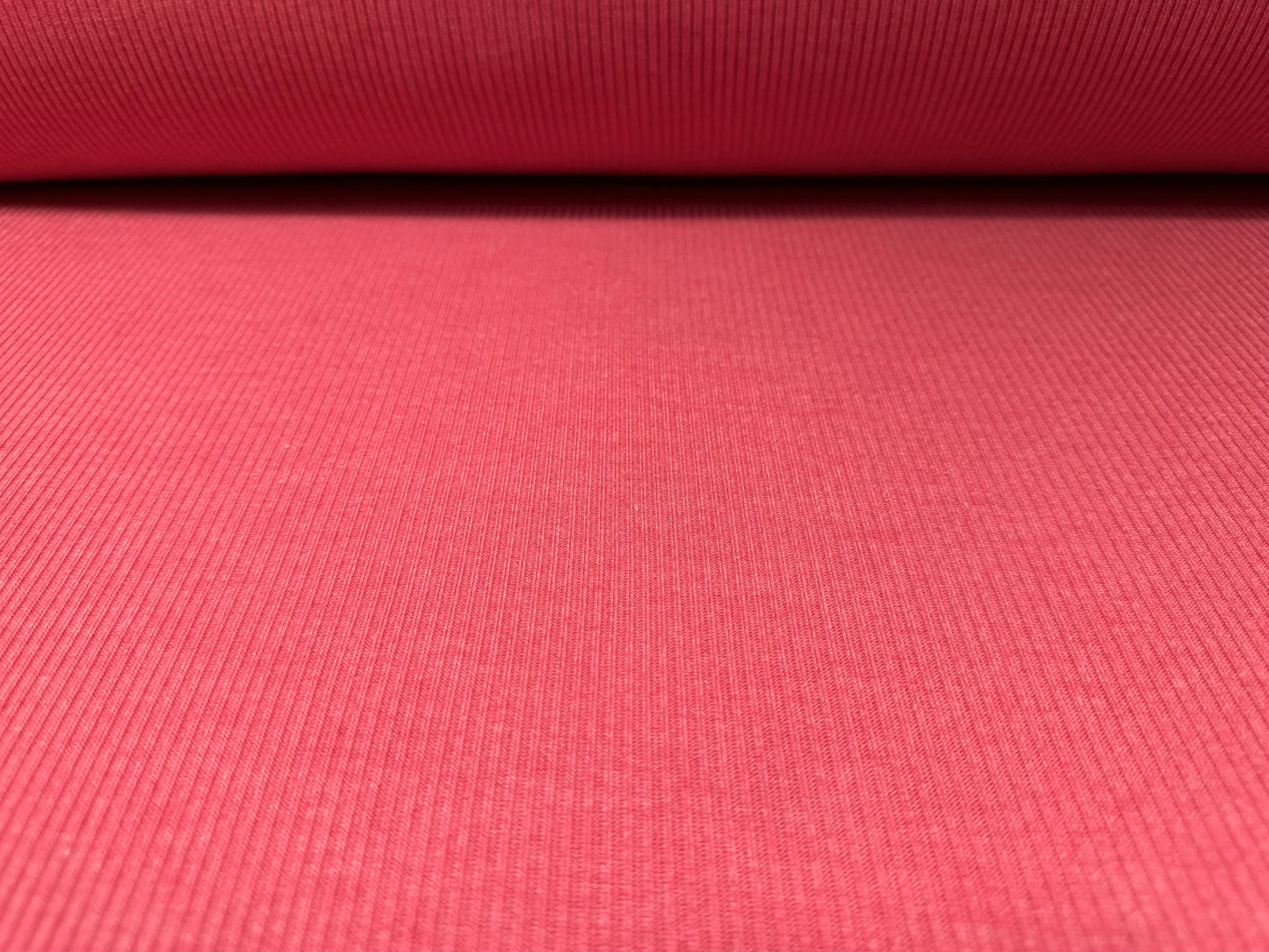 Soft handle 2x1 ribbed jersey knit fabric, per metre - plain - strawberry