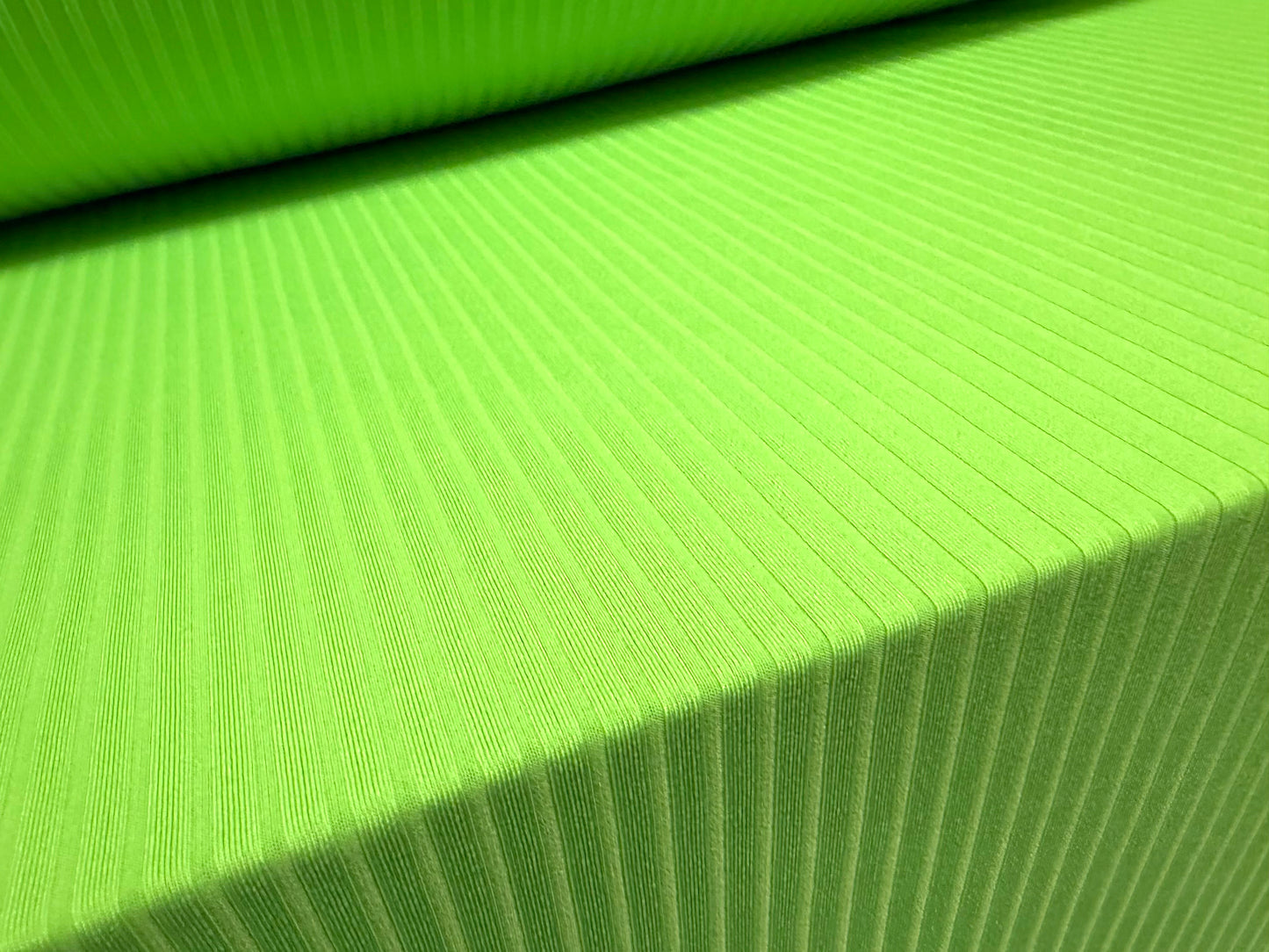 Stretch spandex rib jersey fabric, per metre - plain - fluorescent green