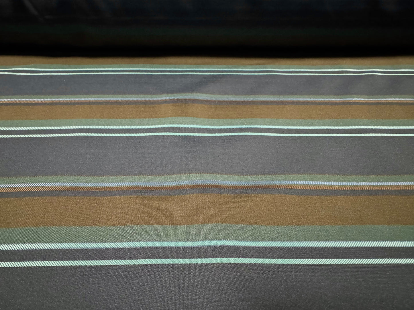 Taffeta faux silk fabric - yarn dyed stripes - blue & bronze