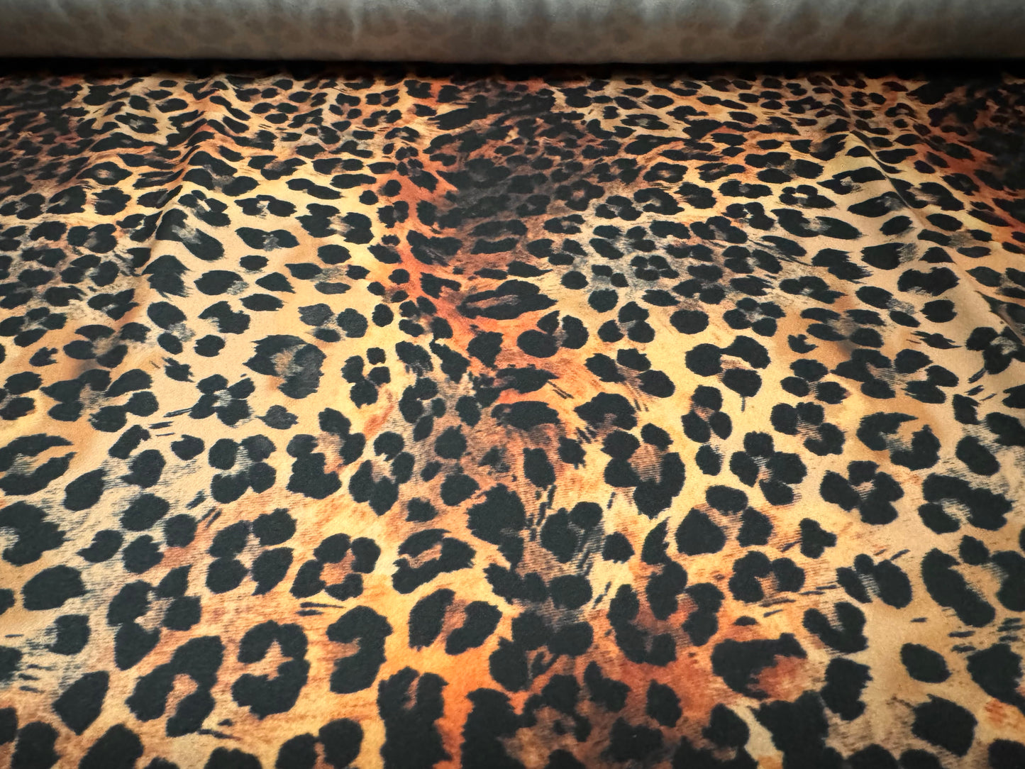 Madrid crepe woven dress fabric, per metre - leopard print - brown & beige