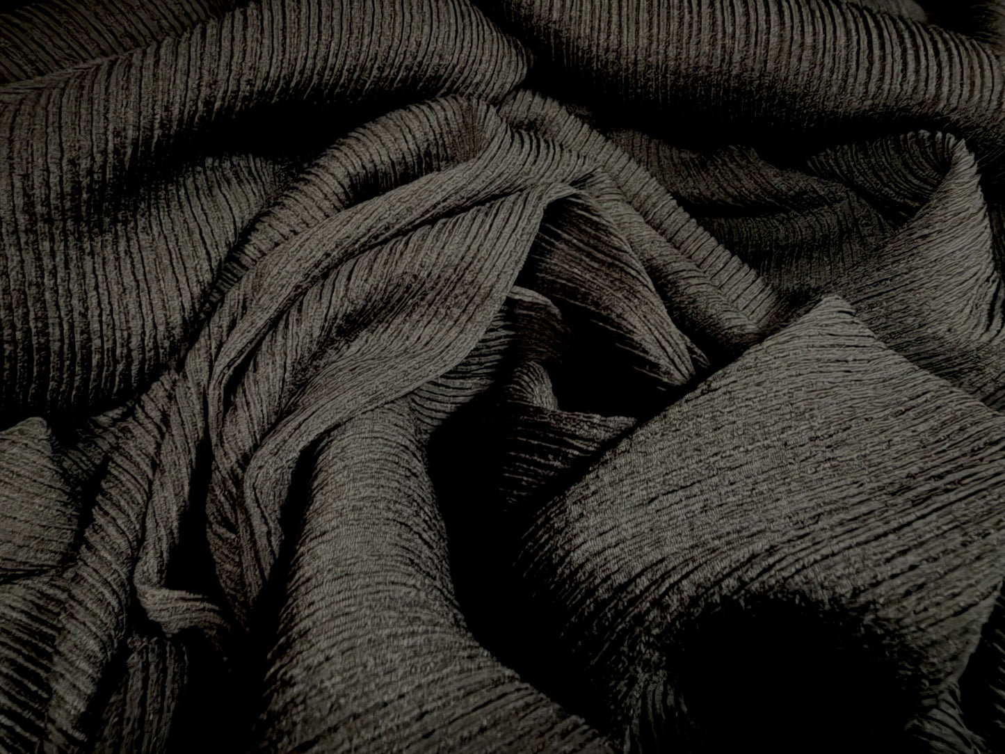 Stretch spandex ripple rib jersey fabric with loopback, per metre - plain - black