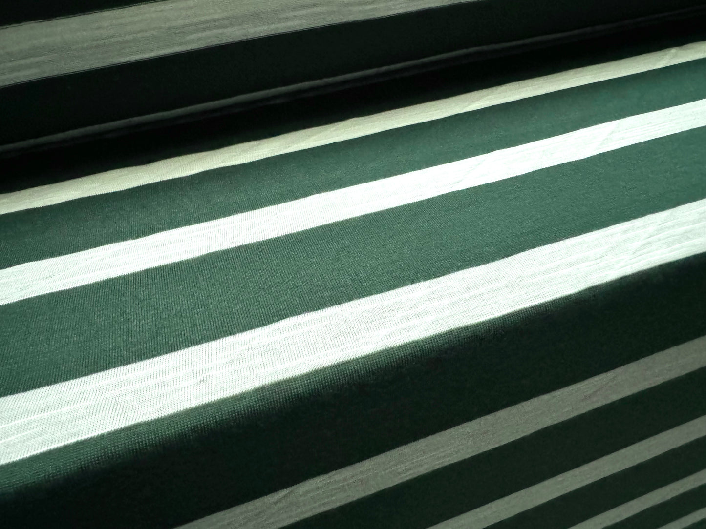 Lightweight slubbed single jersey fabric, per metre - stripe - bottle green & white