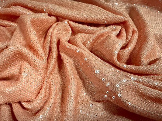 Couture sequin dress fabric, per metre - salmon