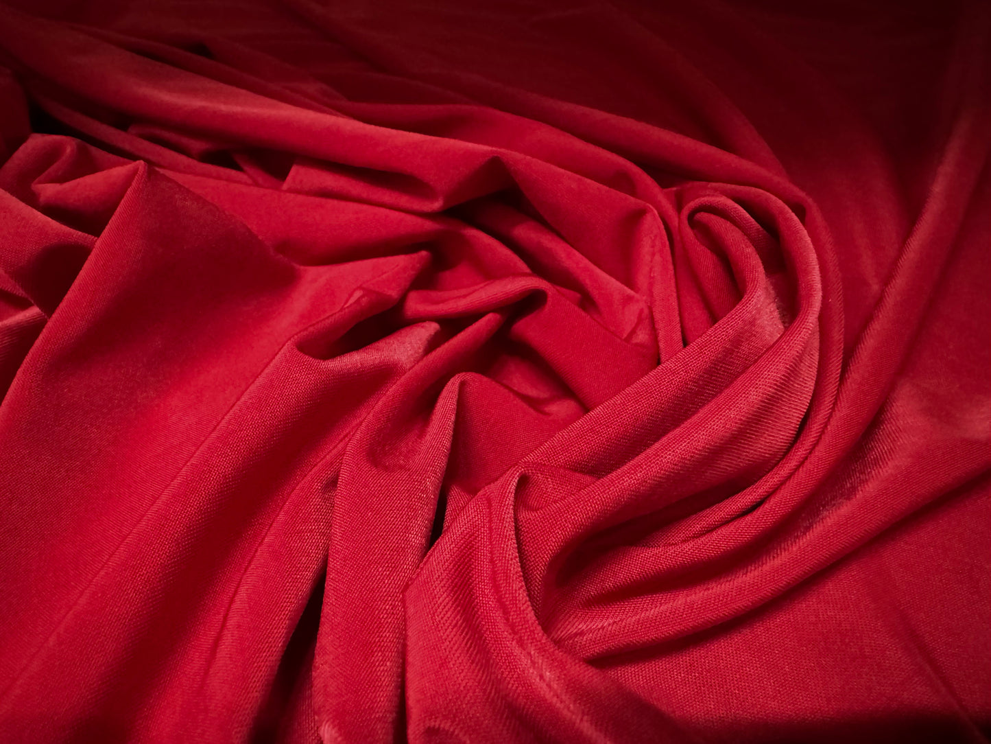 Soft touch spandex stretch jersey dress fabric, per metre - plain - classic red