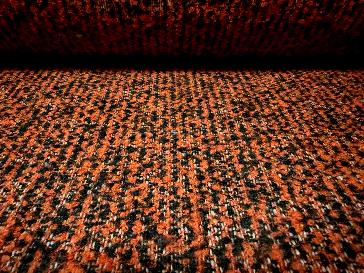 Heavyweight wool bouclé fabric, per metre - melange - burnt orange
