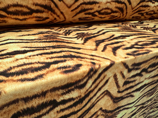 French Terry loopback sweatshirt jersey fabric, per metre - tiger print - gold