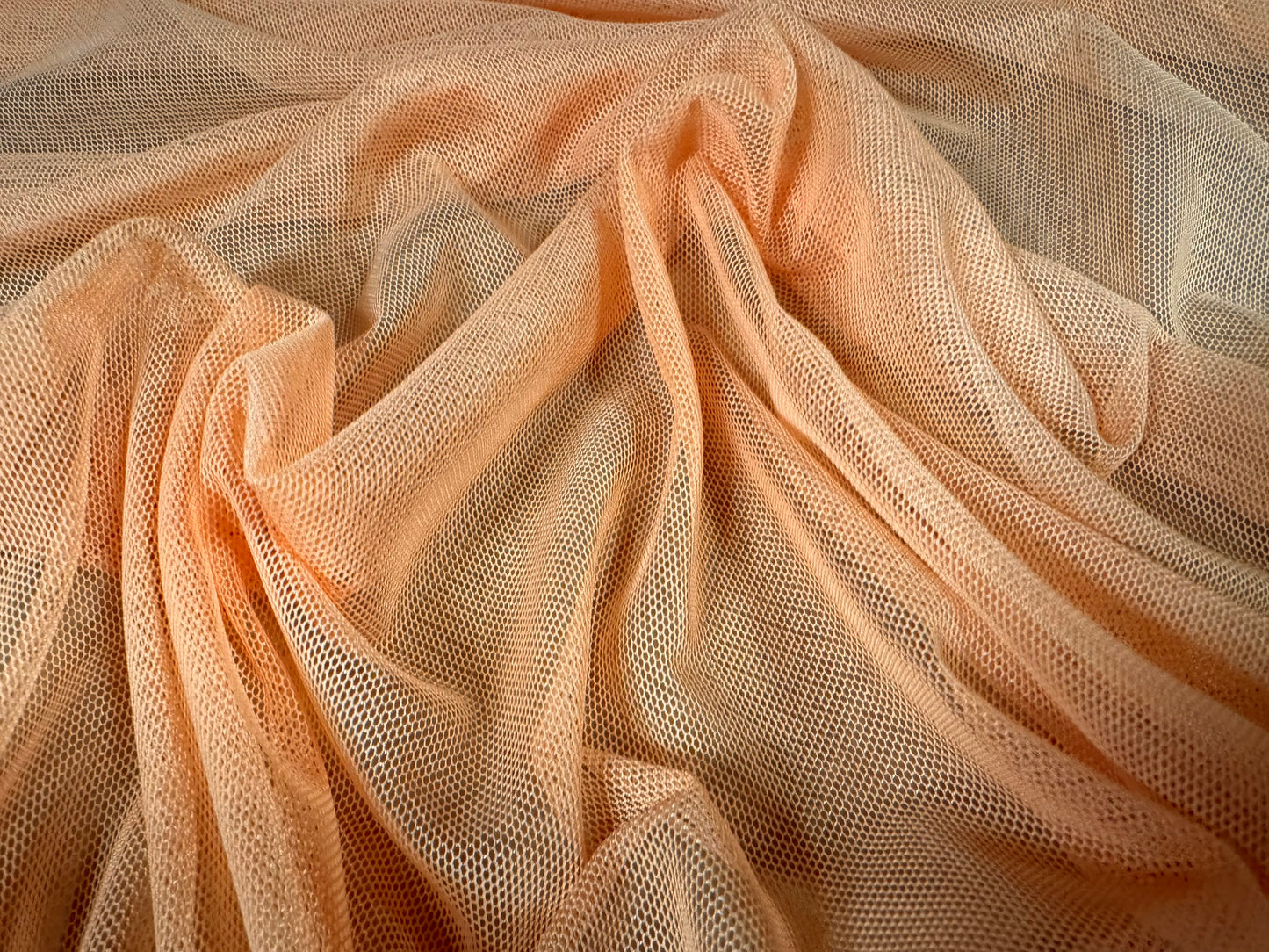 Power mesh net stretch spandex fabric, per metre - plain - peach