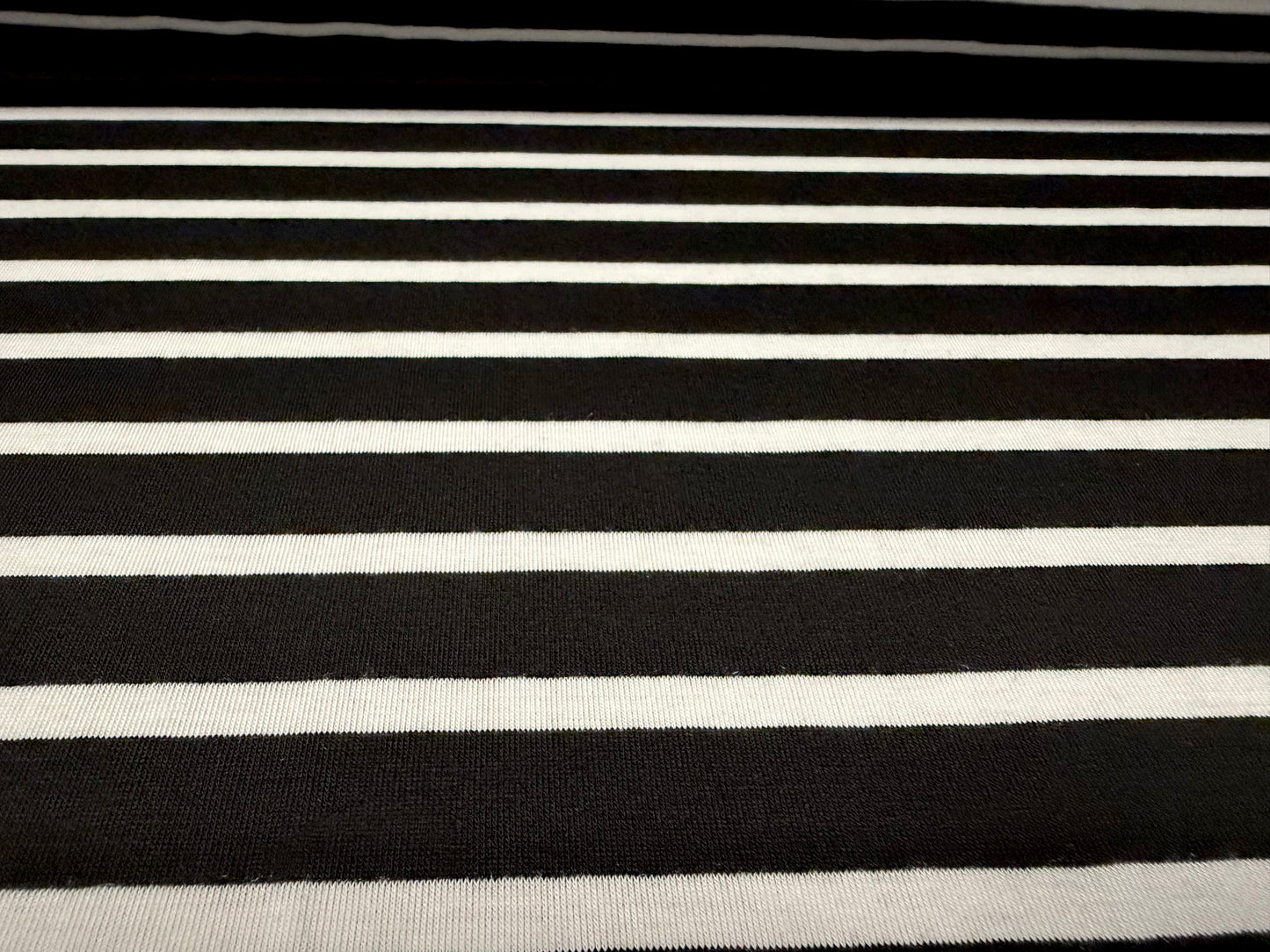 Viscose spandex stretch single jersey fabric, per metre - stripe - black & white