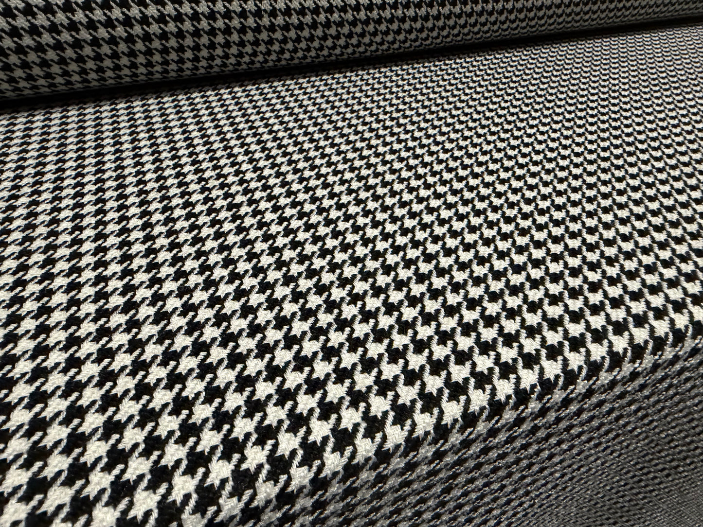 Heavyweight wool coat weight fabric, per metre - dogtooth jacquard - black & white