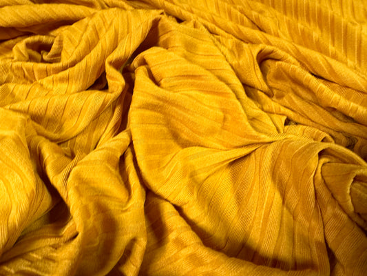 Stretch spandex rib jersey fabric, per metre - plain - golden turmeric