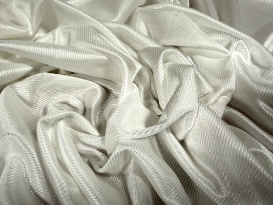 Ribbed satin jersey fashion fabric, per metre - plain - white