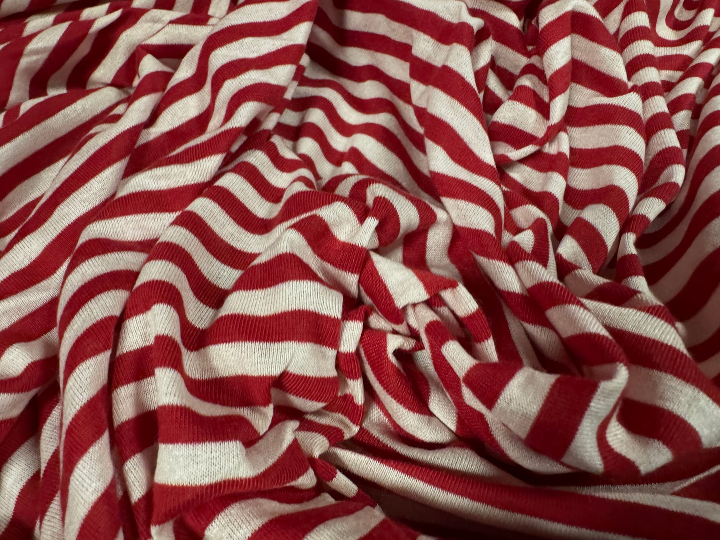 Stretch viscose blend single jersey fabric, per metre - stripe - red & white