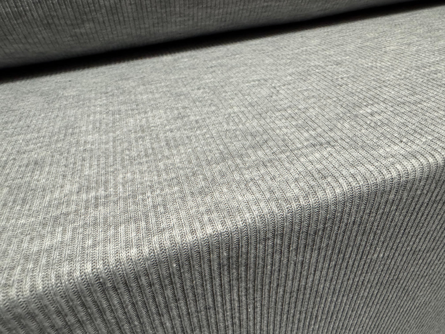 Soft handle ribbed jersey knit fabric, per metre - plain - grey marl