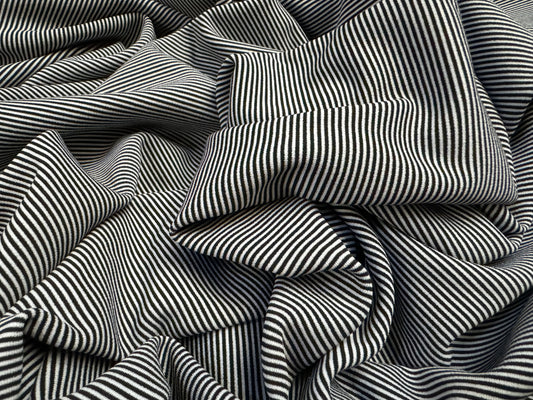 Stretch double jersey fabric, per metre - pinstripe - black & white