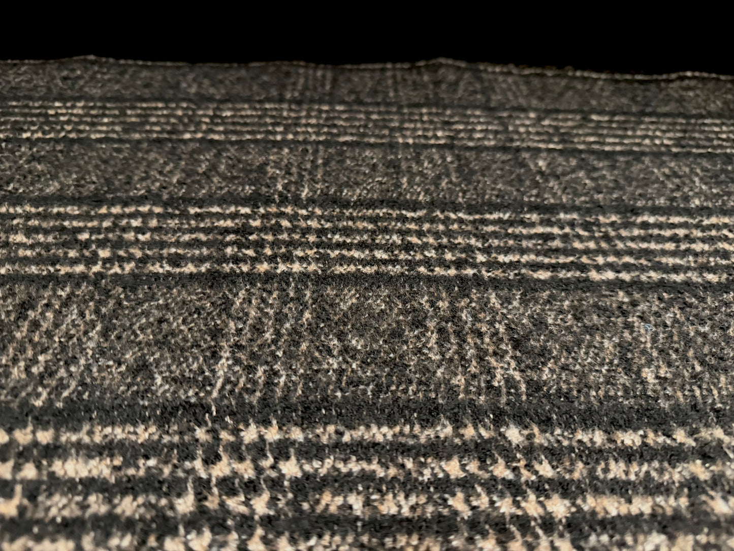 Wool bouclé fabric, per metre - check - black & stone