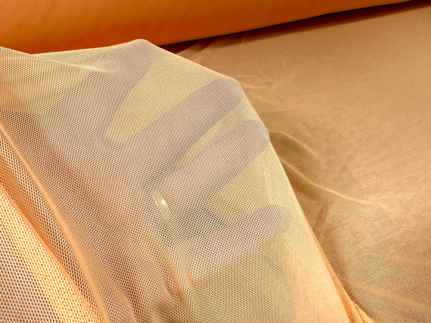 Power mesh net stretch spandex fabric, per metre - plain - peach