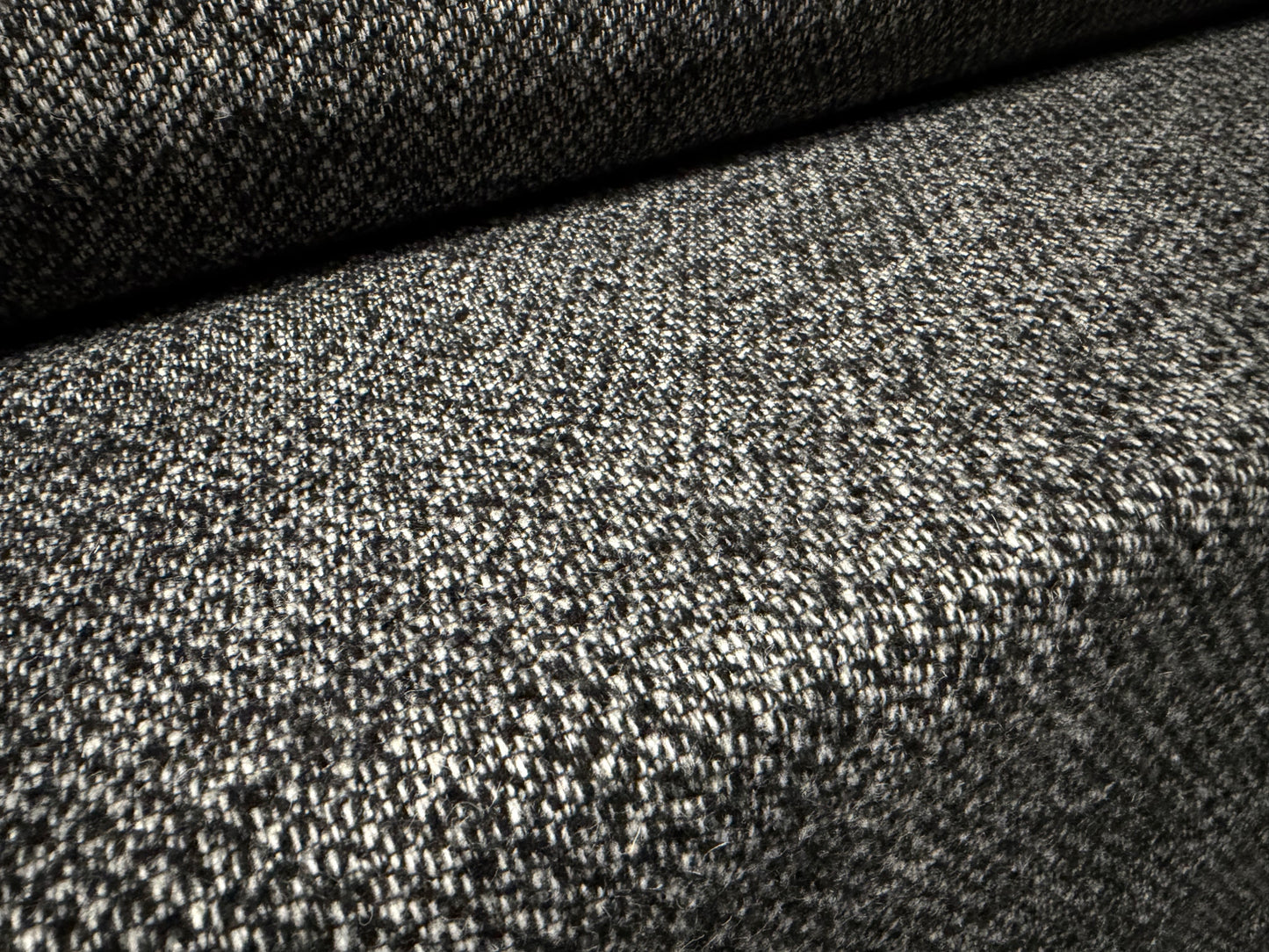 Wool bouclé fabric, per metre - salt and pepper - black & white