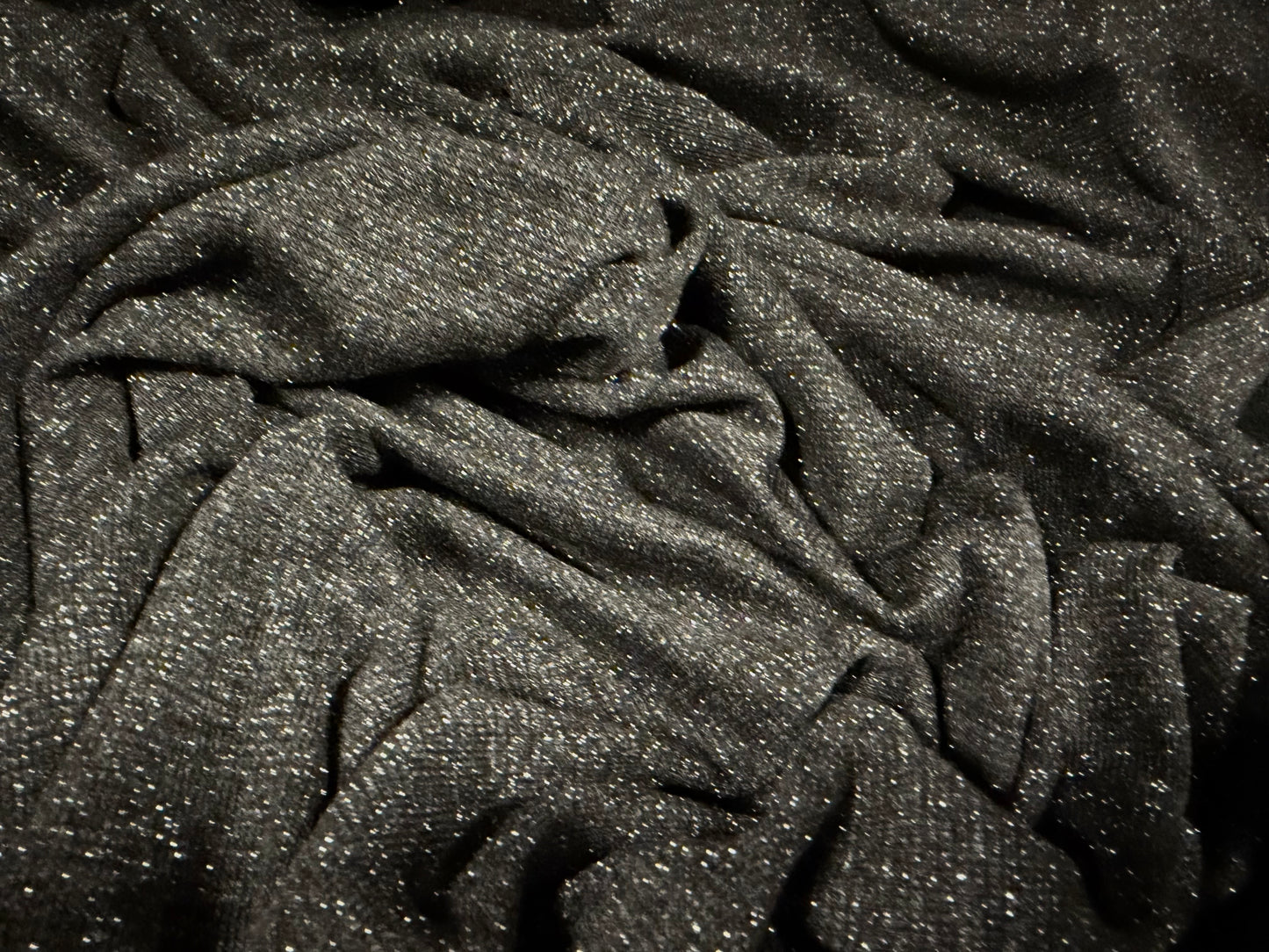 Metallic crepe knitwear fabric, per metre - lurex sparkle - grey & silver