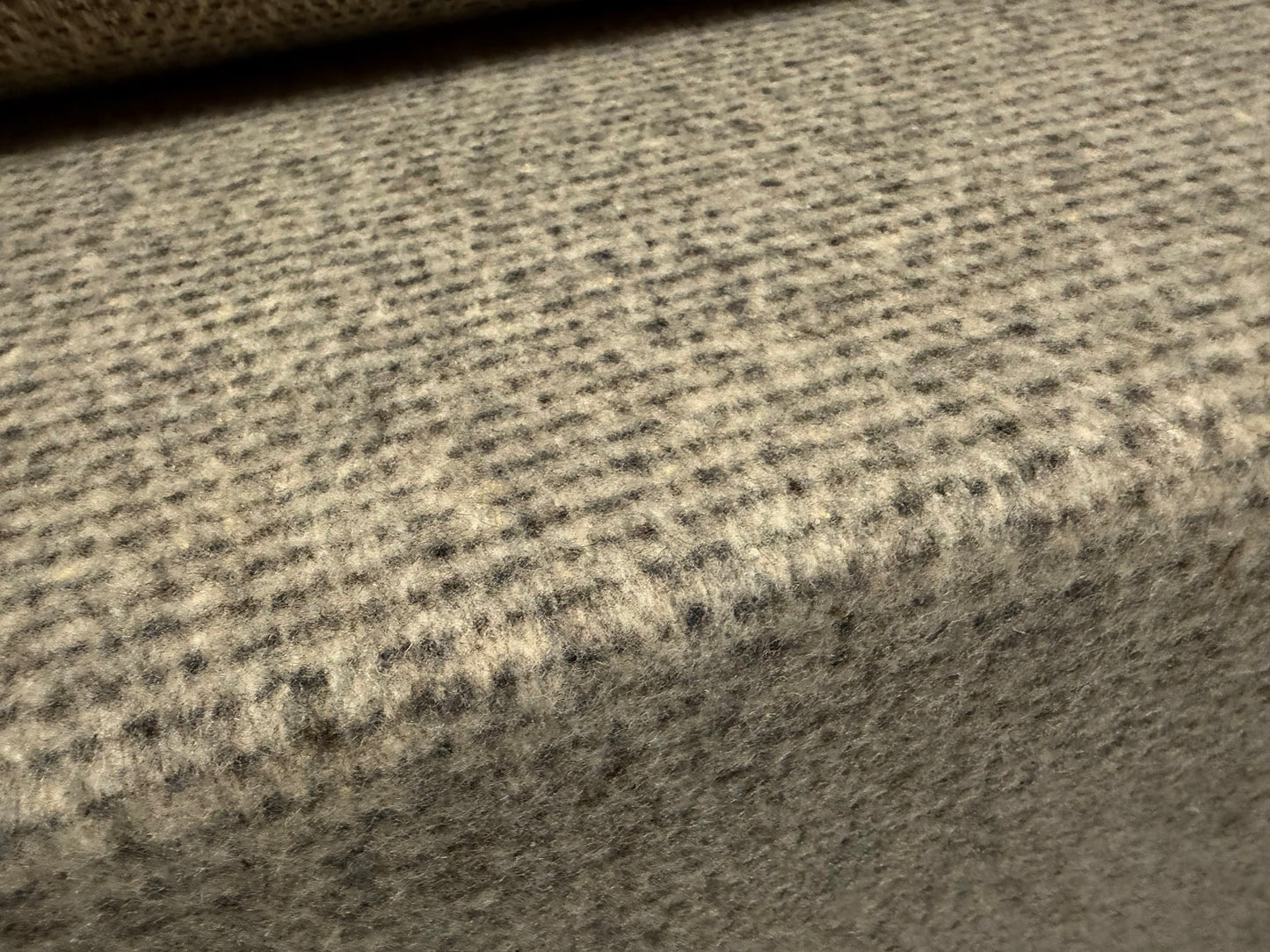 Heavyweight wool flannel fabric, per metre - distressed herringbone - oatmeal