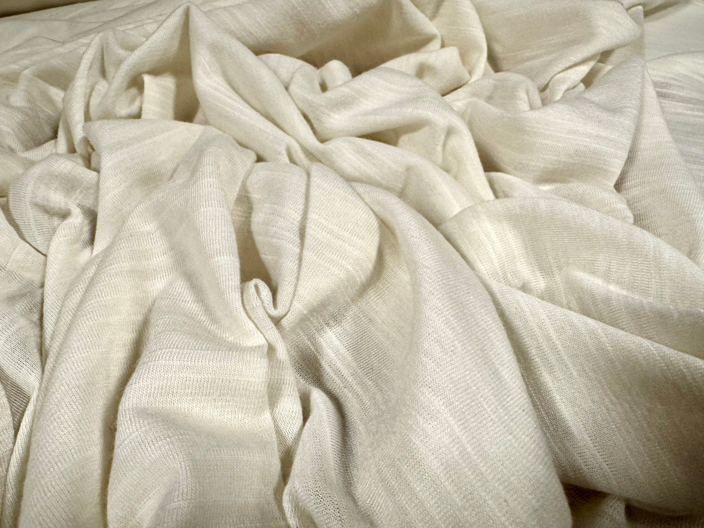 Soft handle single jersey fashion fabric, per metre - slub - cream